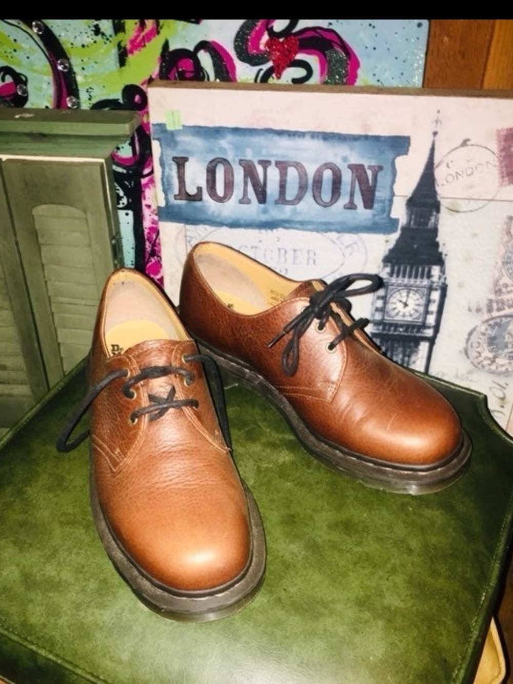 BNWOT Dr Martin 1461 Classic Brown 3 Eye leather Derby Men Oxford Lace Shoes